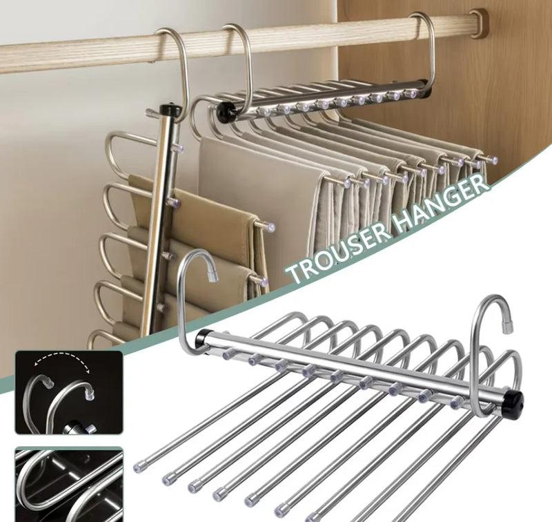 (Compre 2 LEVE 3) Cabides 5 em 1 Retrátil - Organize e Multiplique o Guarda-Roupa