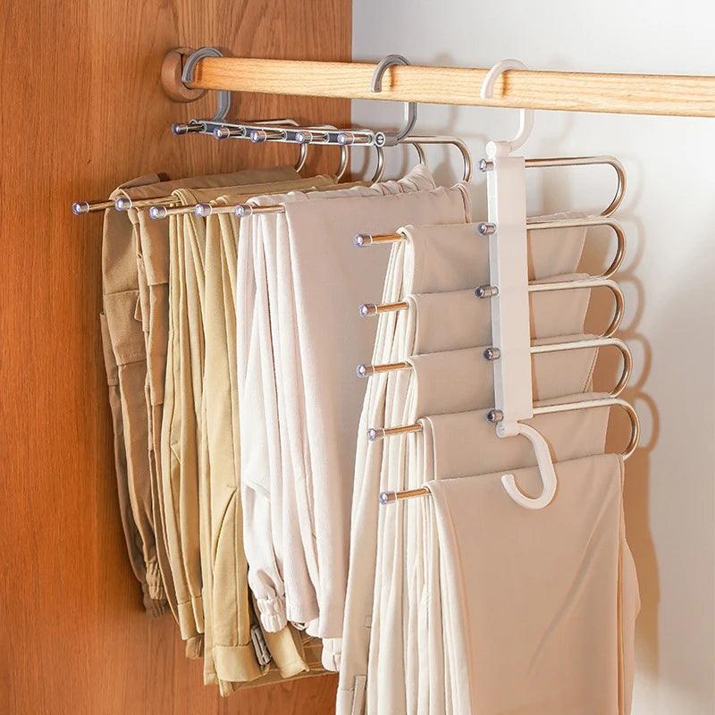 (Compre 2 LEVE 3) Cabides 5 em 1 Retrátil - Organize e Multiplique o Guarda-Roupa
