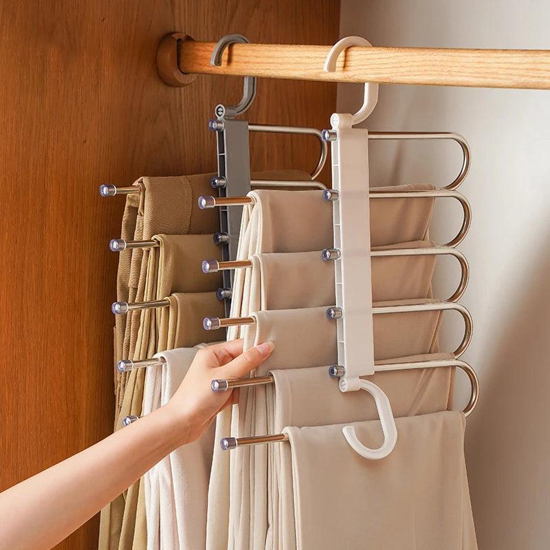 (Compre 2 LEVE 3) Cabides 5 em 1 Retrátil - Organize e Multiplique o Guarda-Roupa