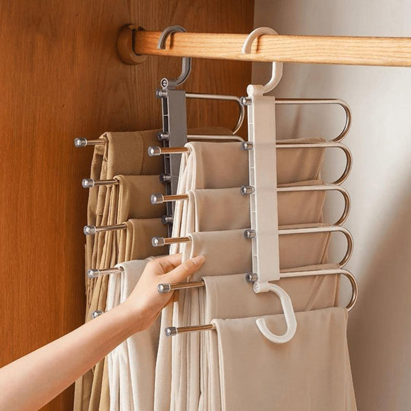 (Compre 2 LEVE 3) Cabides 5 em 1 Retrátil - Organize e Multiplique o Guarda-Roupa