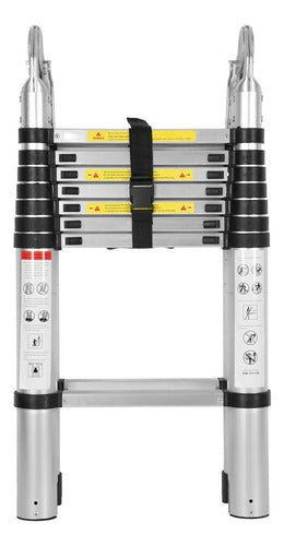 (QUEIMA DE ESTOQUE) Escada Telescópica Retrátil de Liga de Alúminio 3,80 metros + Brinde Exclusivo