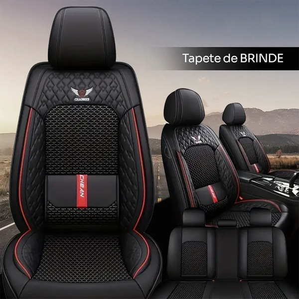 Kit Capa para Banco de Carro Completa em Couro Legítimo Universal Italian + BRINDE: Tapete Completo