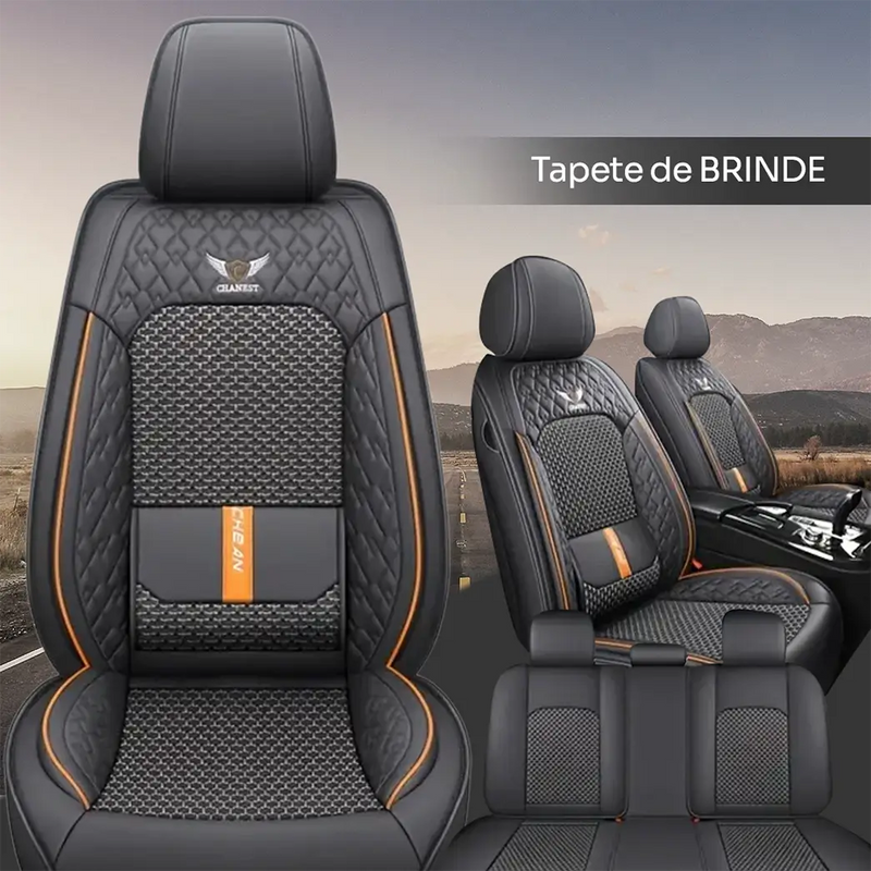 Kit Capa para Banco de Carro Completa em Couro Legítimo Universal Italian + BRINDE: Tapete Completo