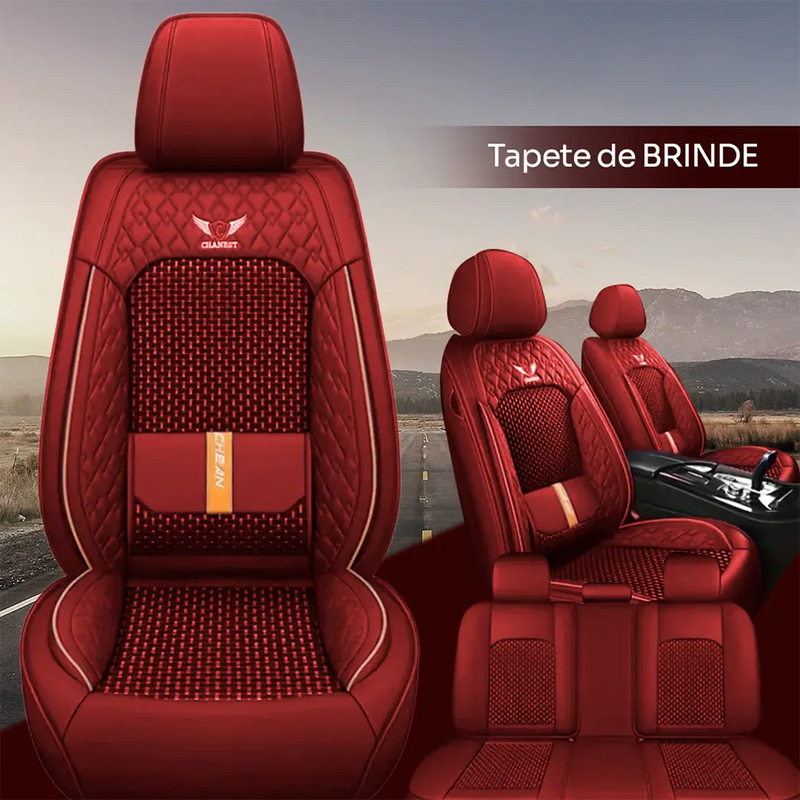 Kit Capa para Banco de Carro Completa em Couro Legítimo Universal Italian + BRINDE: Tapete Completo