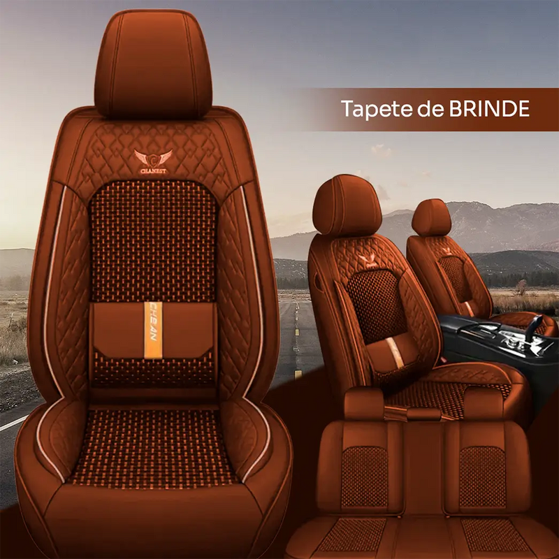 Kit Capa para Banco de Carro Completa em Couro Legítimo Universal Italian + BRINDE: Tapete Completo